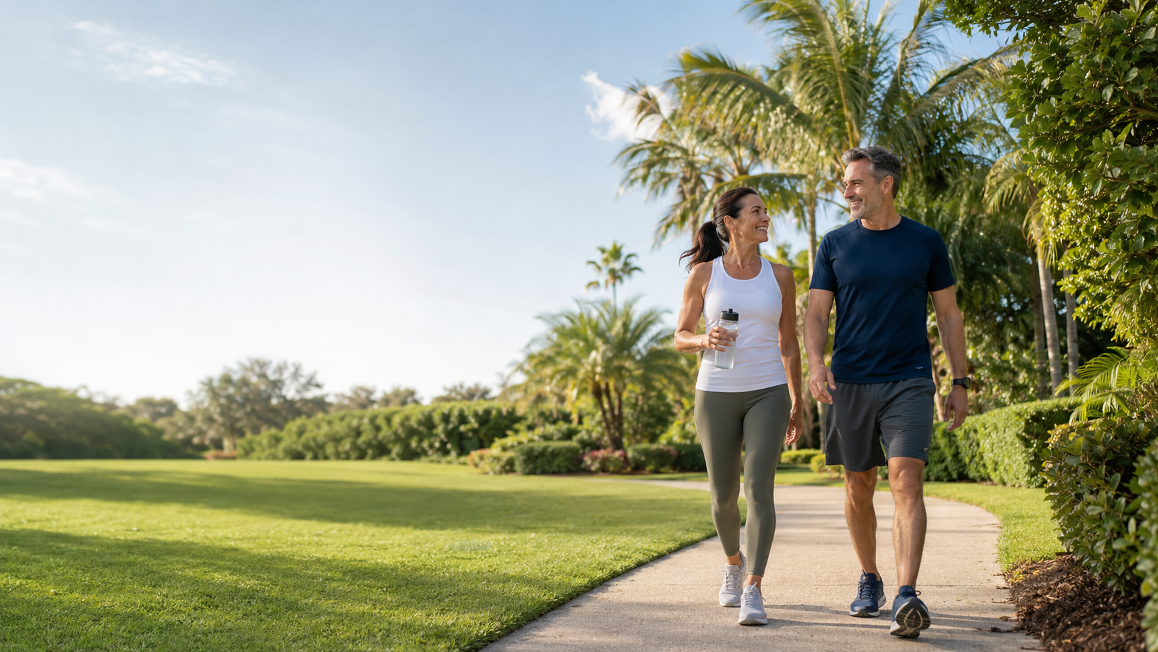 Active adults enjoying a healthy morning outdoors in Weston